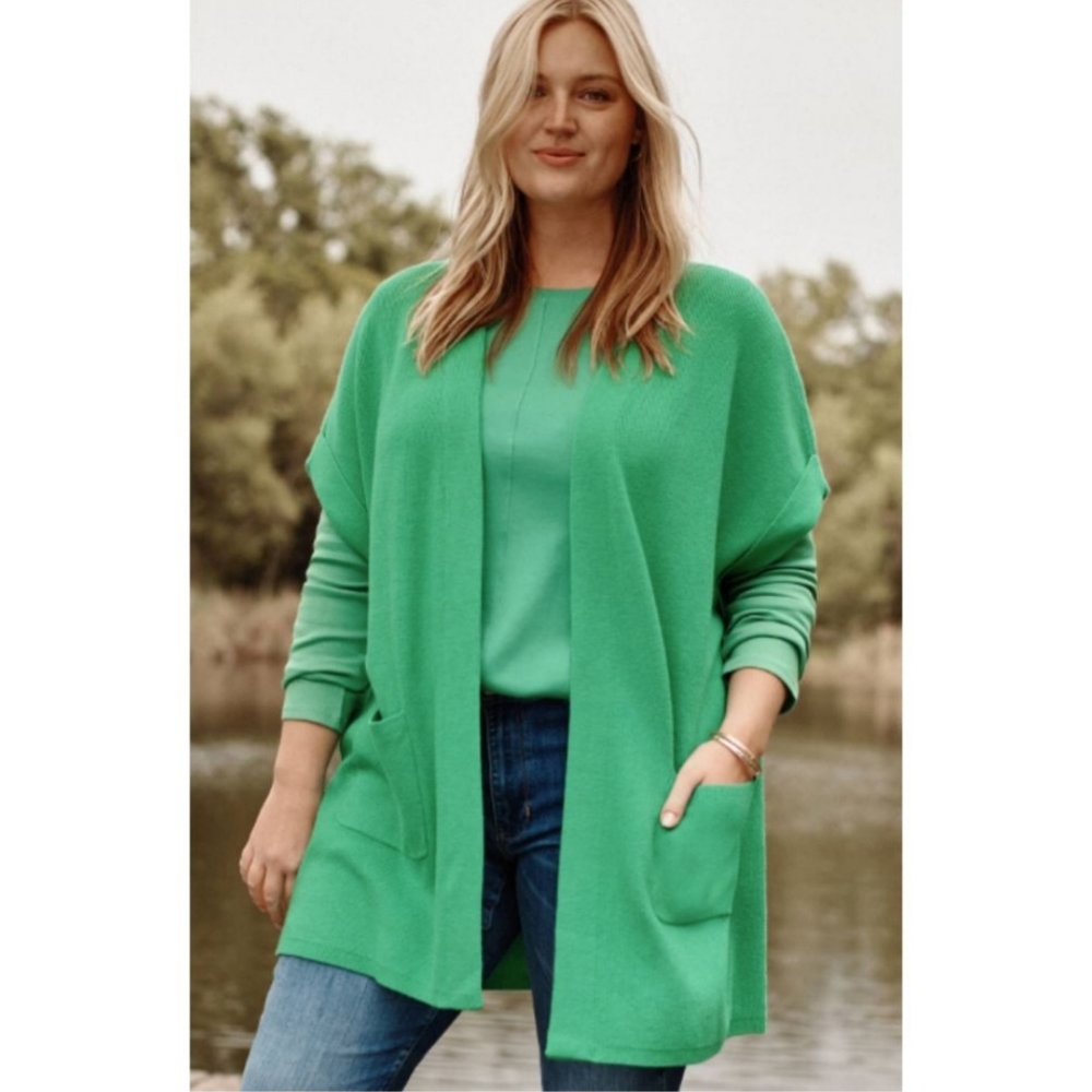 J Jill Ribbed Gilet Cardi Green Jade M